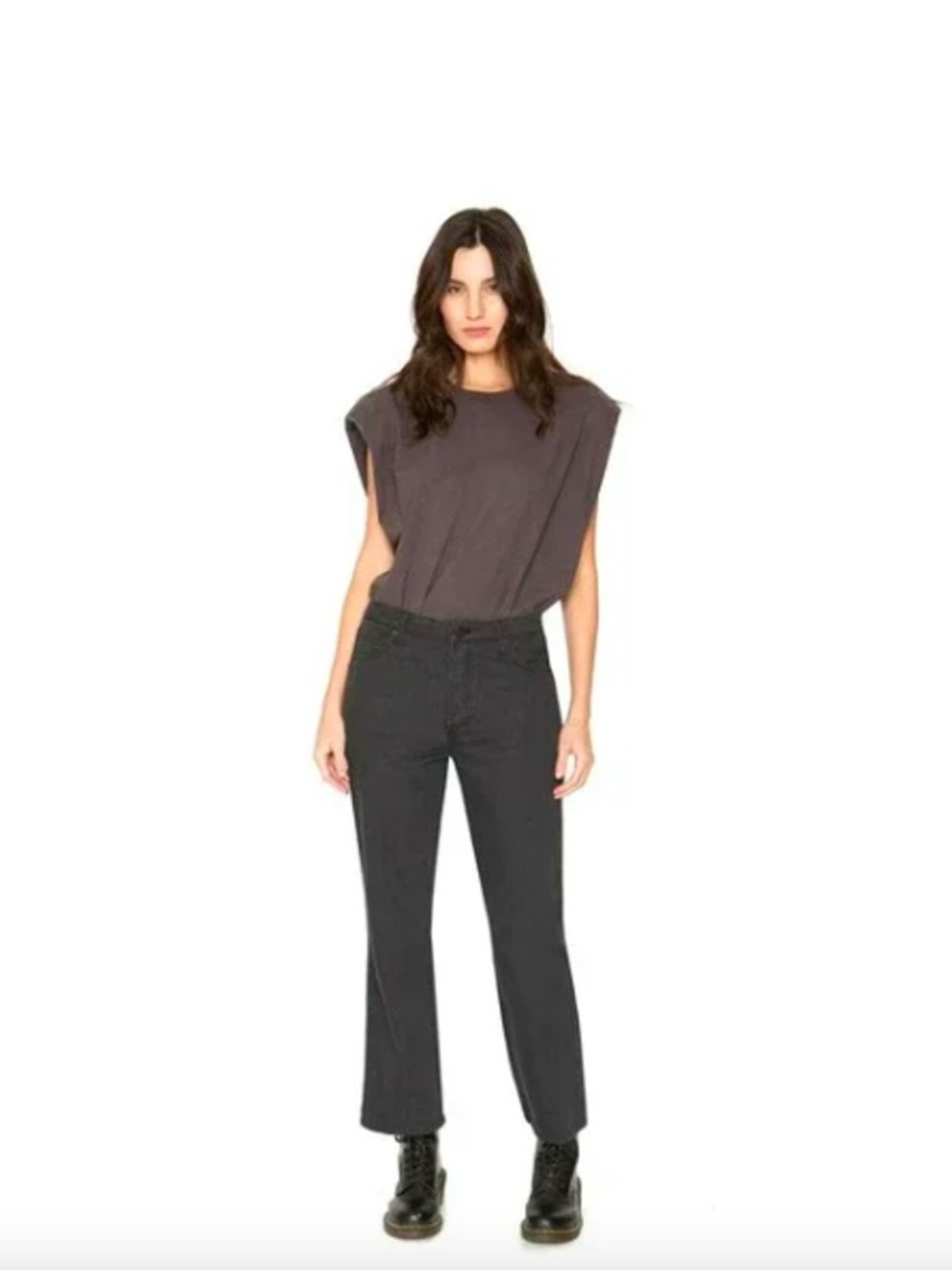 NWT FREE PEOPLE Sandrine Rose Black  Button Up Straight Leg Jeans Size 28 $198